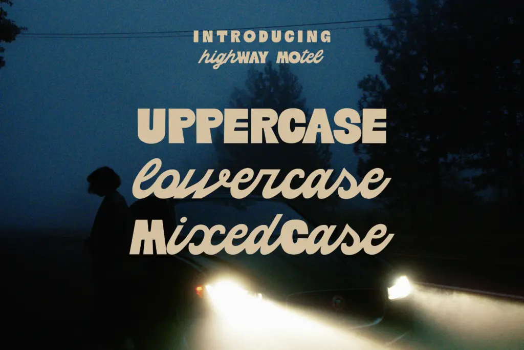 Highway Motel Retro Vibe Sans Script specimen — Character set and features