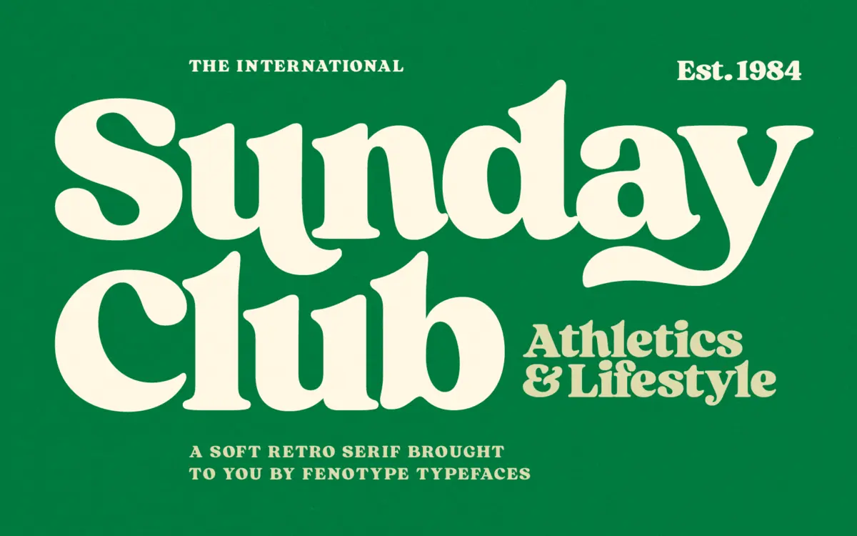 Sunday Club: a heavy retro serif with swash alternates for confident headlines