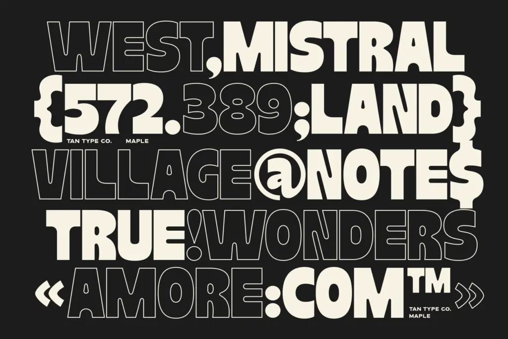 Maple specimen — Character set and features
