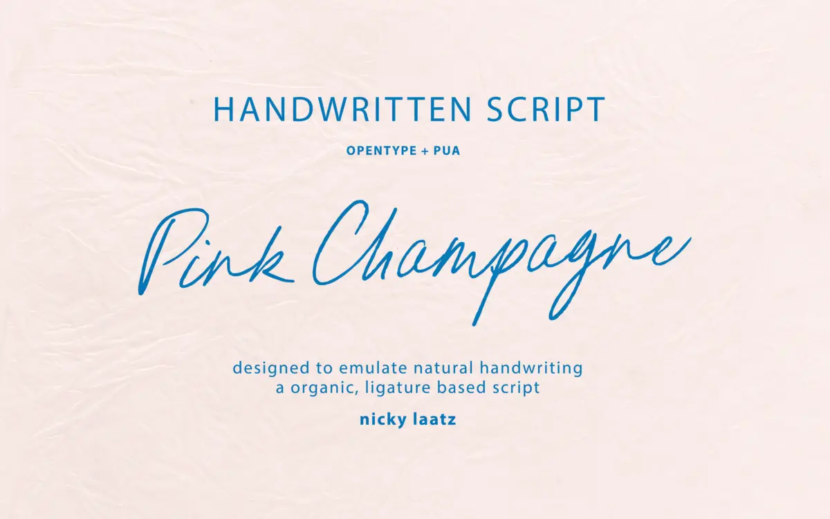 Pink Champagne Script: a casual handwritten script for cards and labels