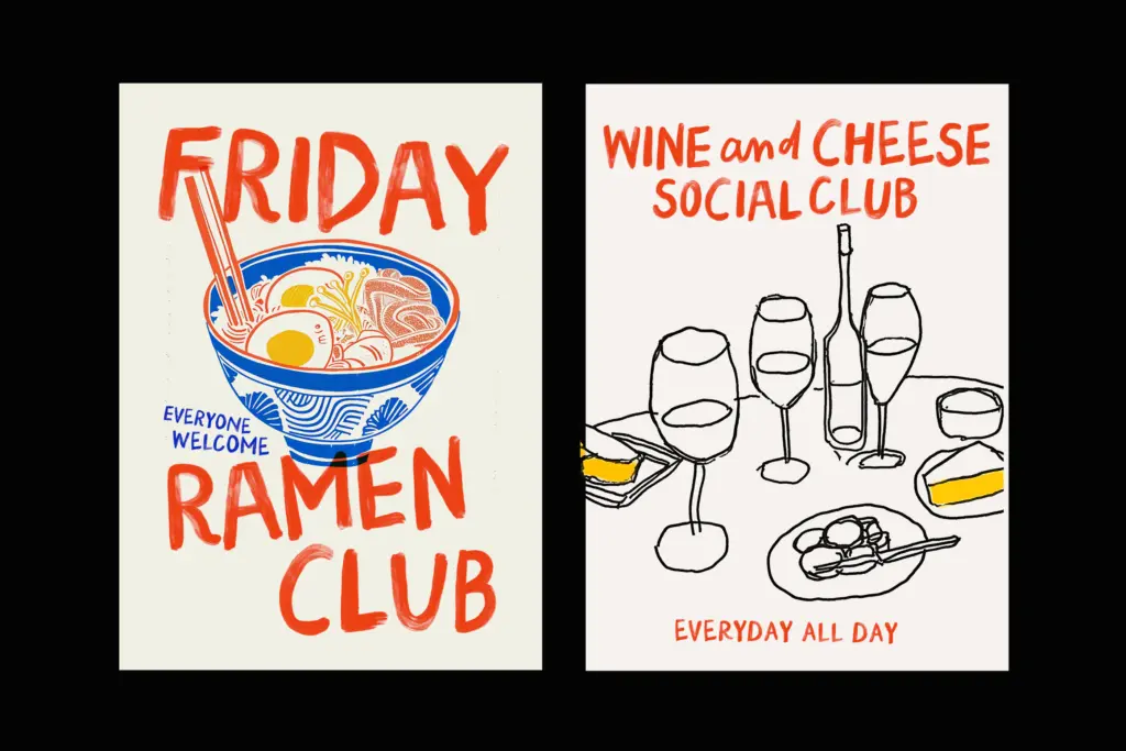 Pasta and Wine specimen — Design style