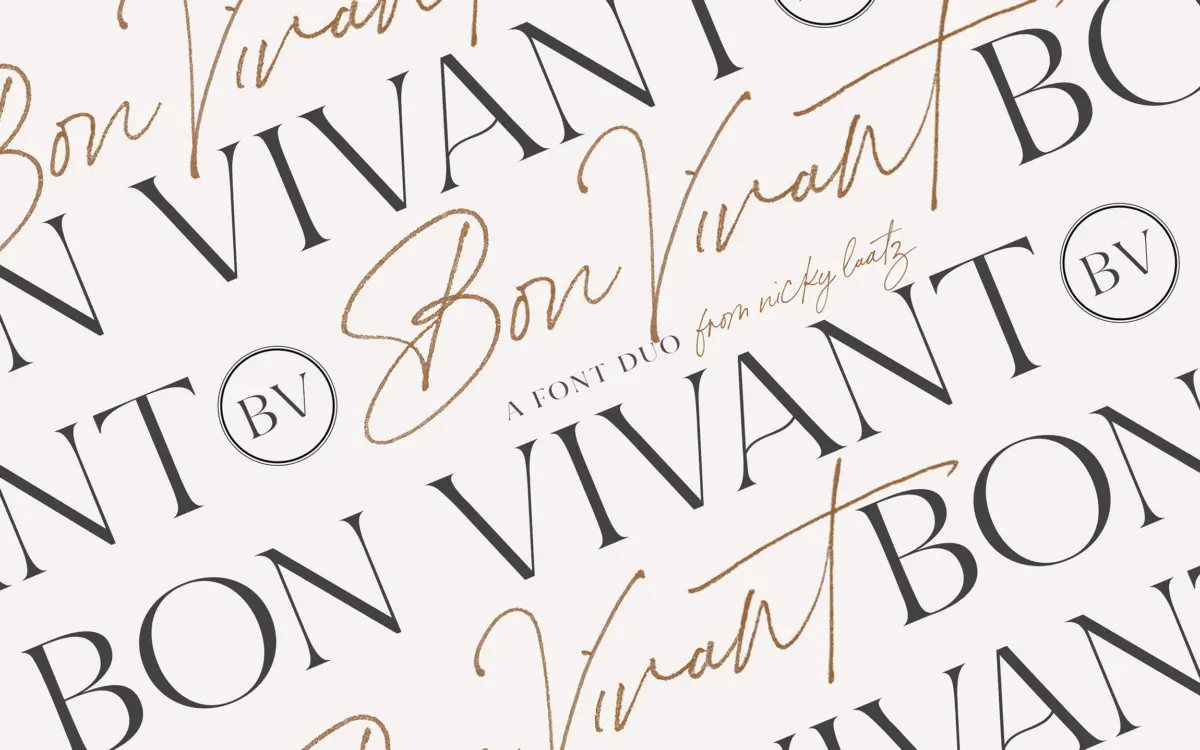 Bon Vivant Collection: a script-and-serif duo built for textured, handmade branding