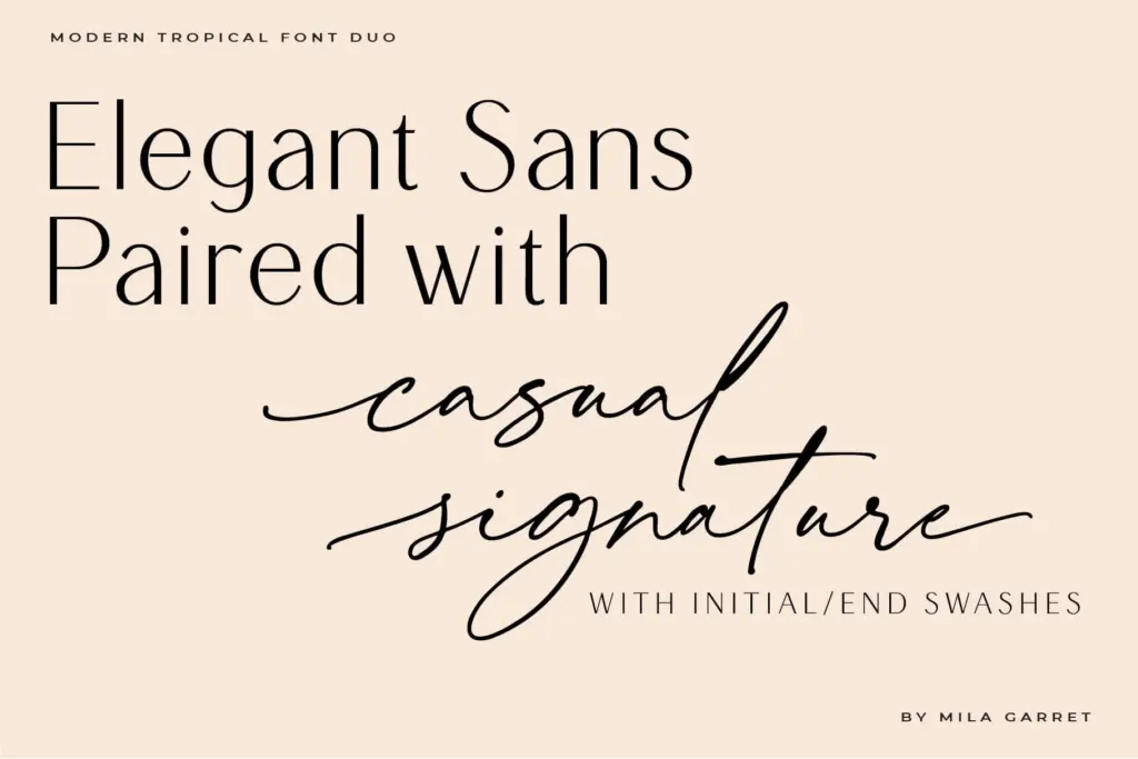 Modern Tropical Font Duo Logo Script specimen — Design style