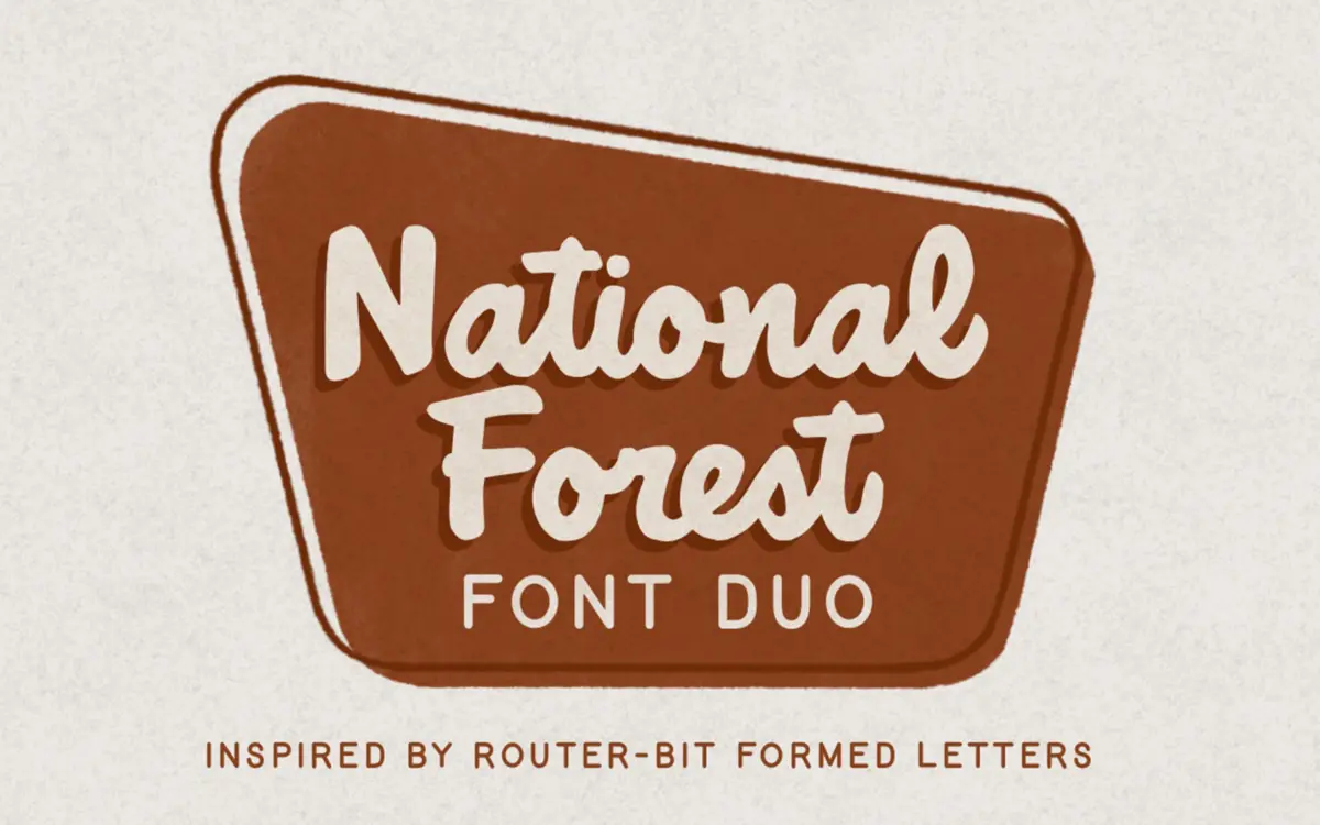 National Forest: a routed-sign script and print duo for rustic branding