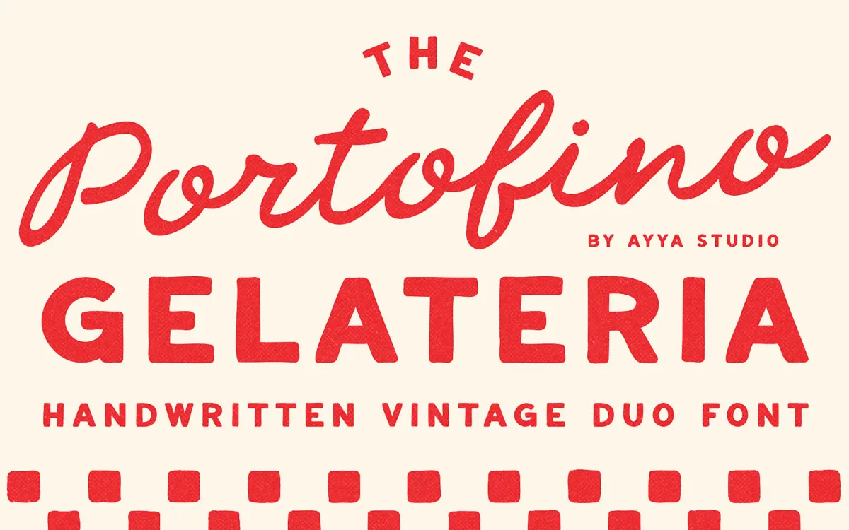 Portofino Gelateria: a hand-drawn script duo for retro Italian branding