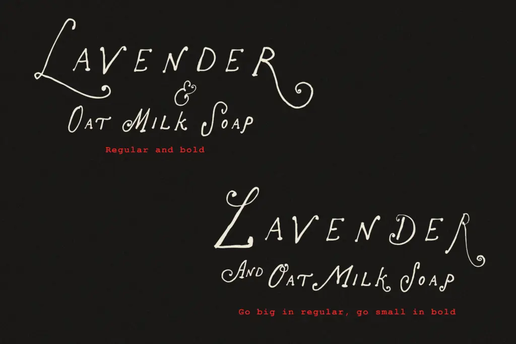 The Rose Atelier specimen — Character set and features