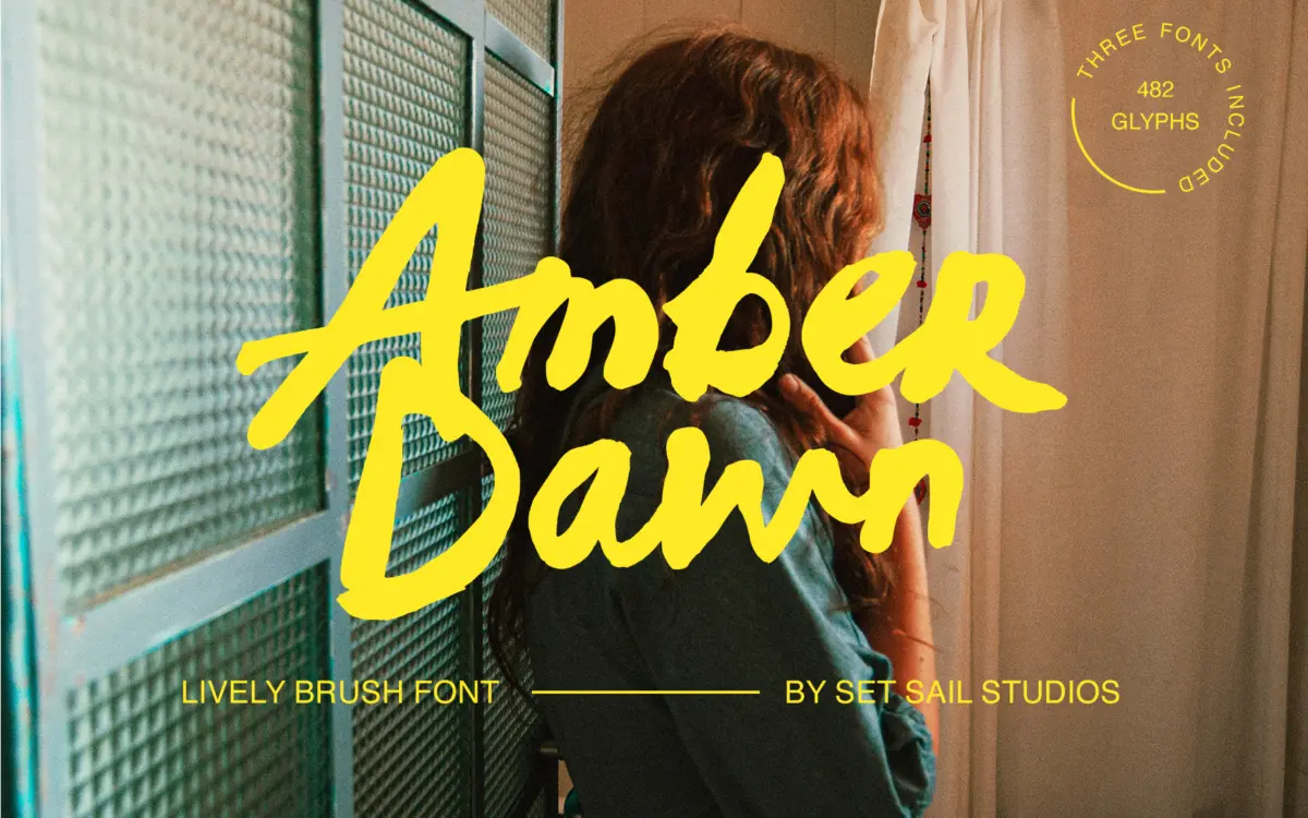 Amber Dawn: a hand-painted brush script for loud, retro-leaning branding