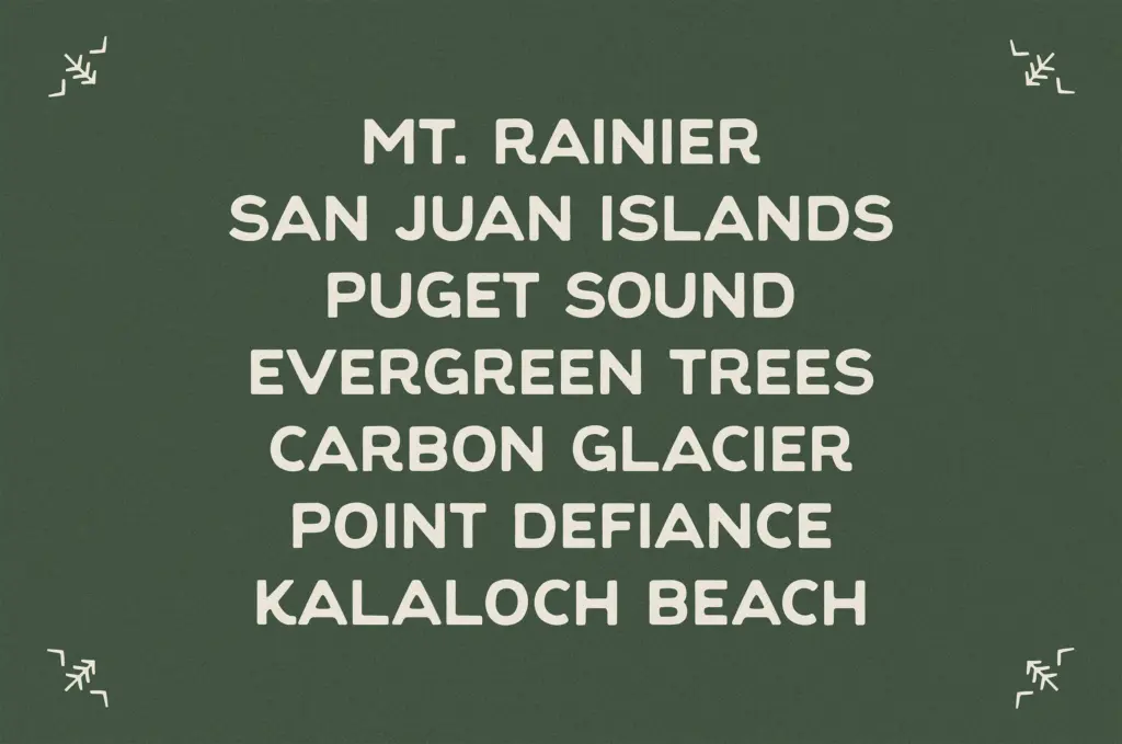Evergreen Font specimen — Character set and features