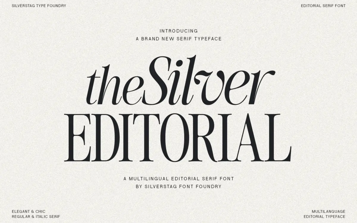 The Silver Editorial: an 80s-inflected serif for confident headlines