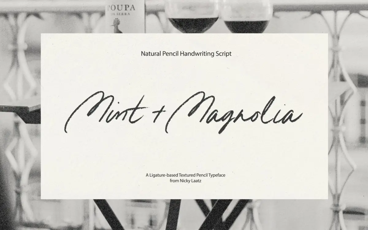 Mint + Magnolia: a pencil-textured script for soft, handmade branding