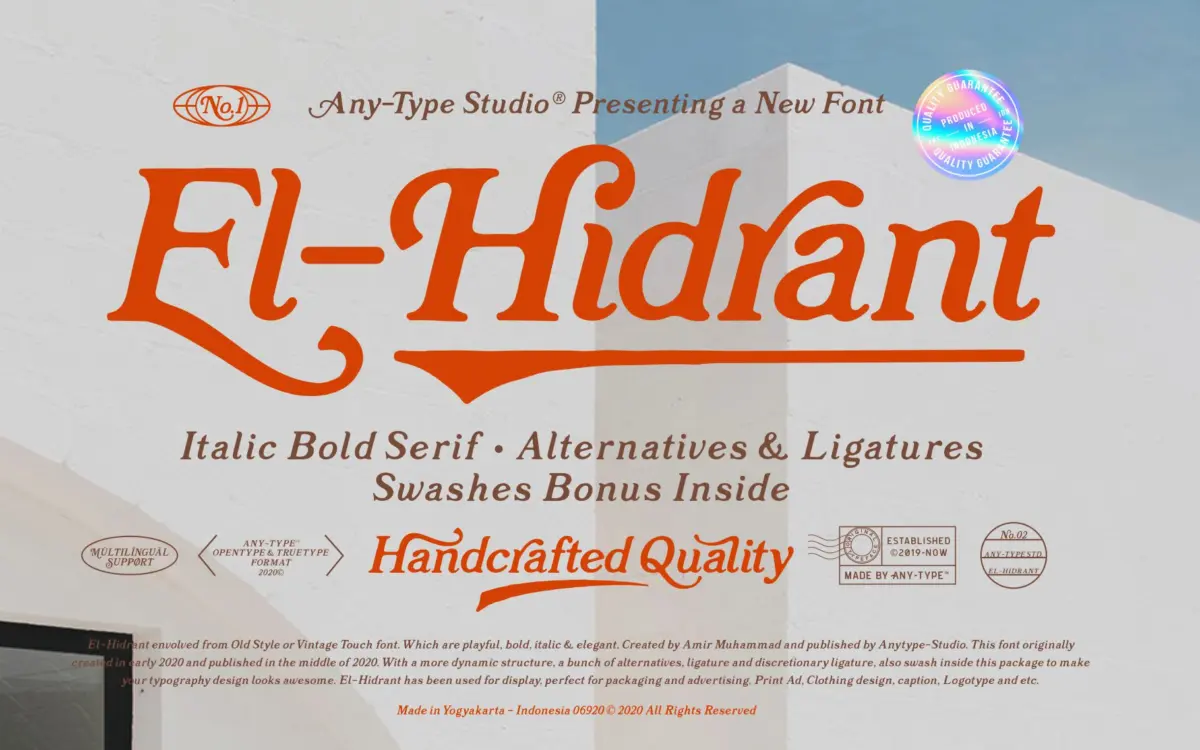 El-Hidrant: A Vintage-Inspired Serif with Swashes for Display Work