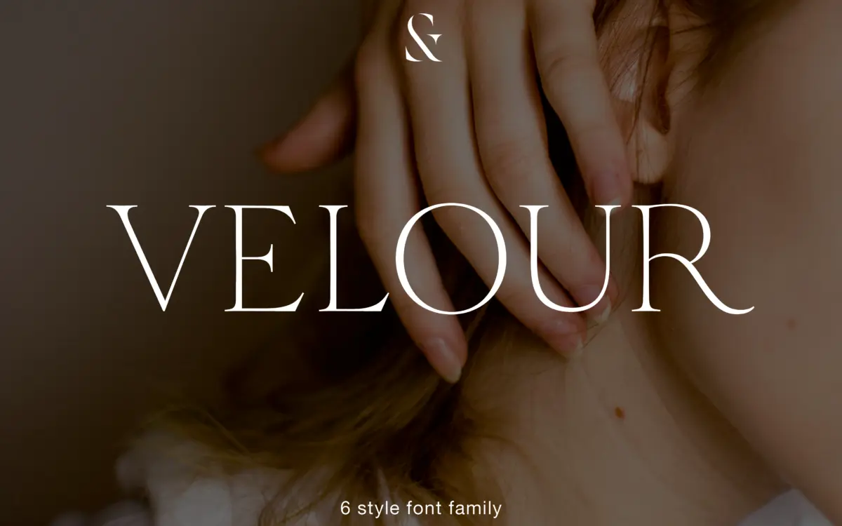 Velour: a six-weight editorial serif with curved crossbars and quiet flourish