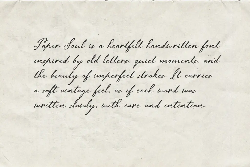 Paper Soul specimen — Character set and features