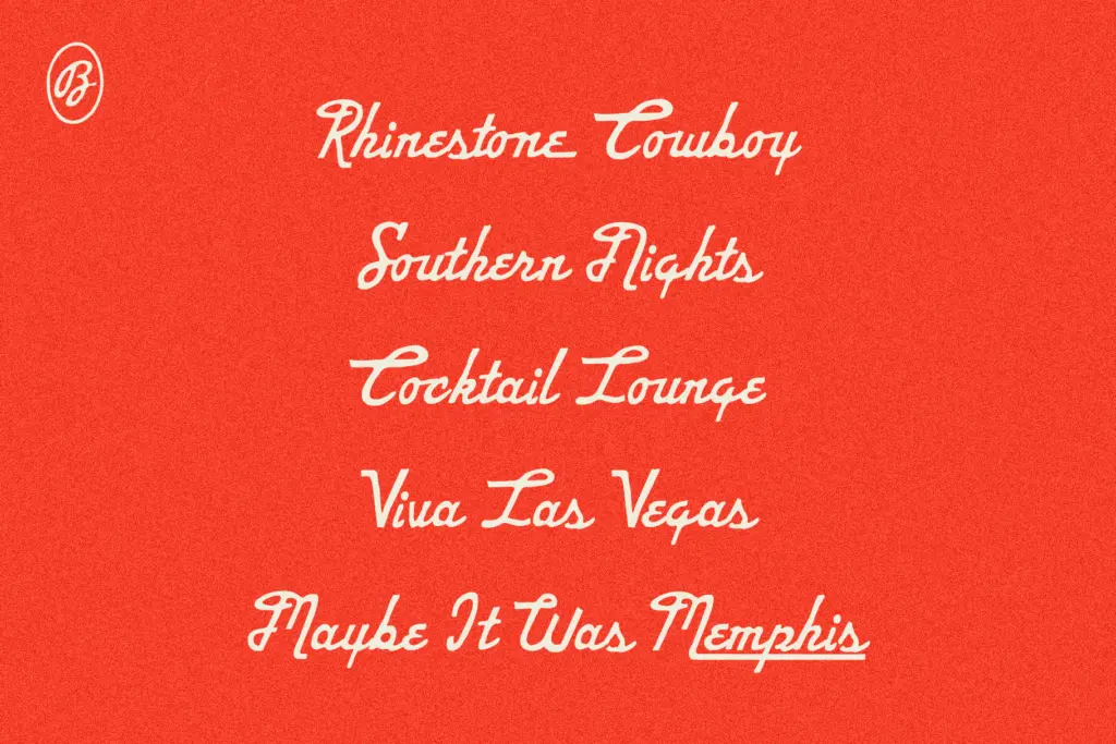 Boot Scootin' Boogie Script specimen — Design style