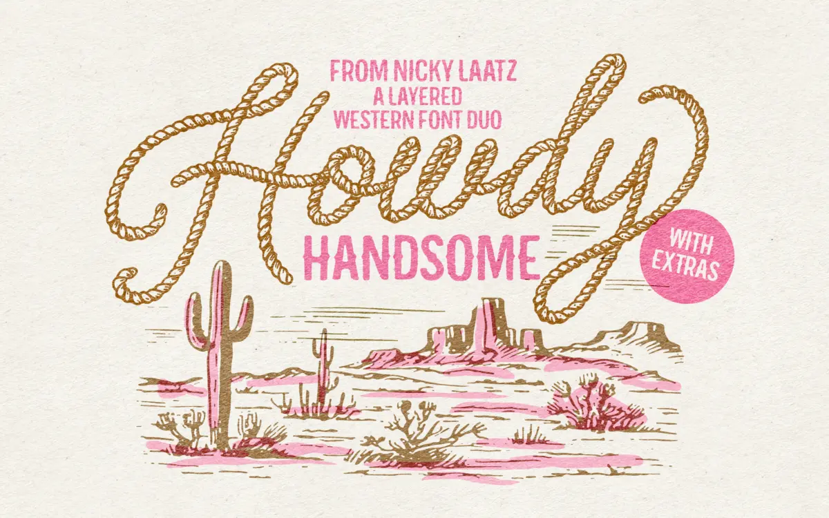 Howdy Handsome: a layered rope-script duo built for western branding