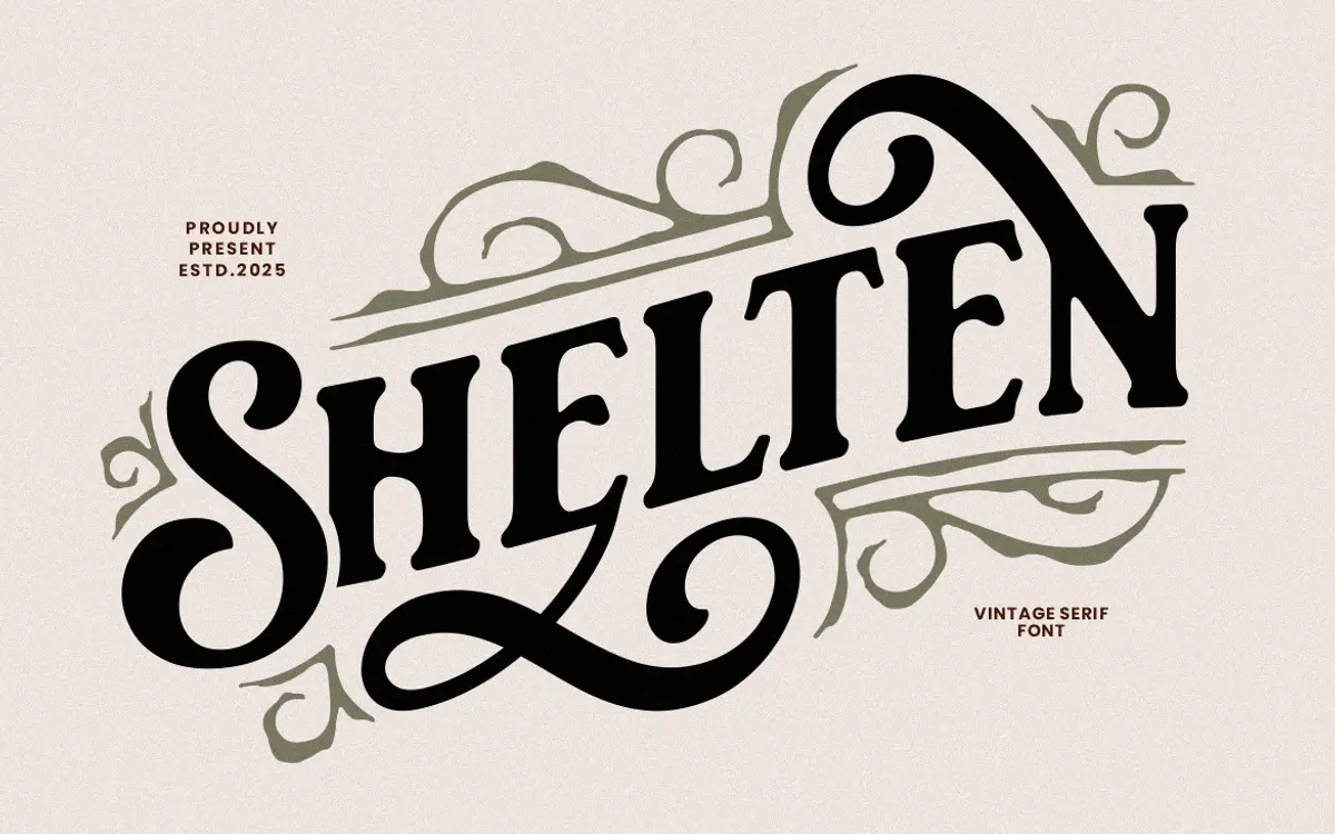 Shelten Font Vintage: a rustic serif built for badges and labels