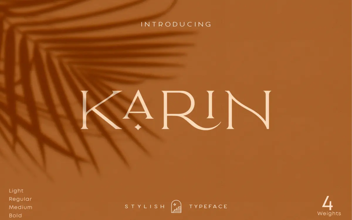 Elegant Karin: an all-caps vintage serif for branding and packaging