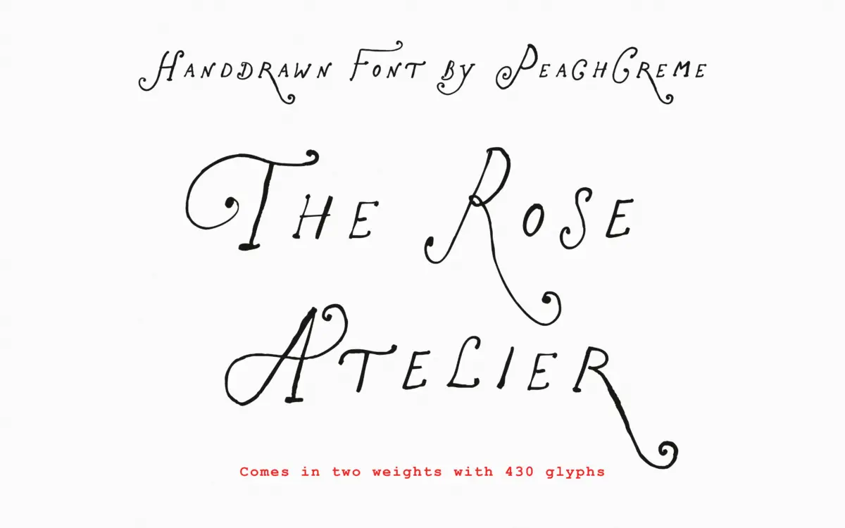 The Rose Atelier: a curly hand-drawn script for boutique branding