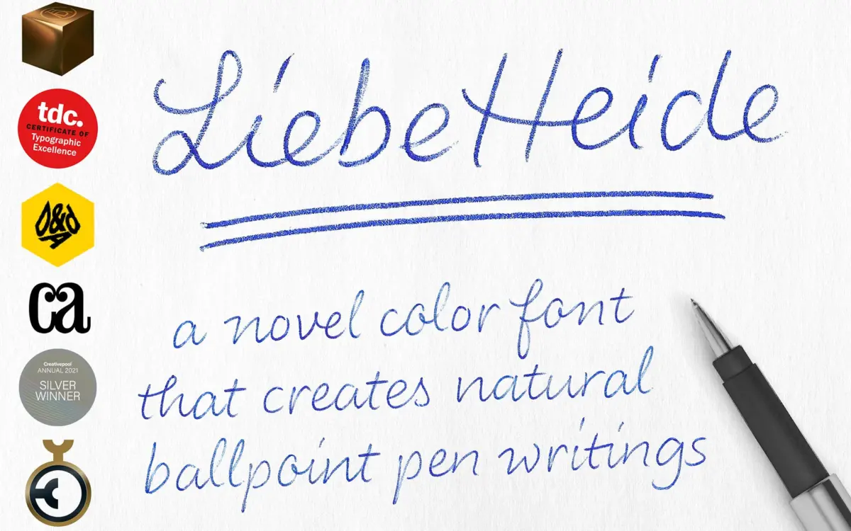 LiebeHeide: a bitmap color script font for authentic handwritten messages