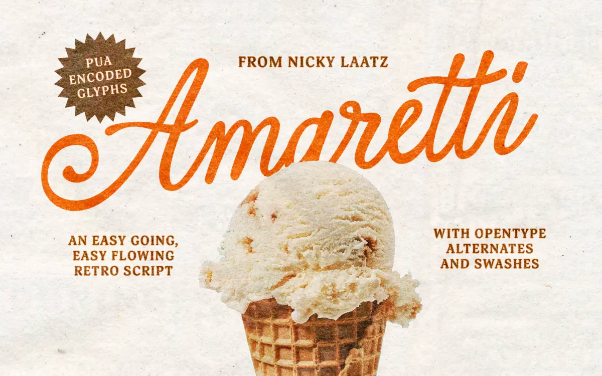 Amaretti: a vintage advertising script for warm, playful branding