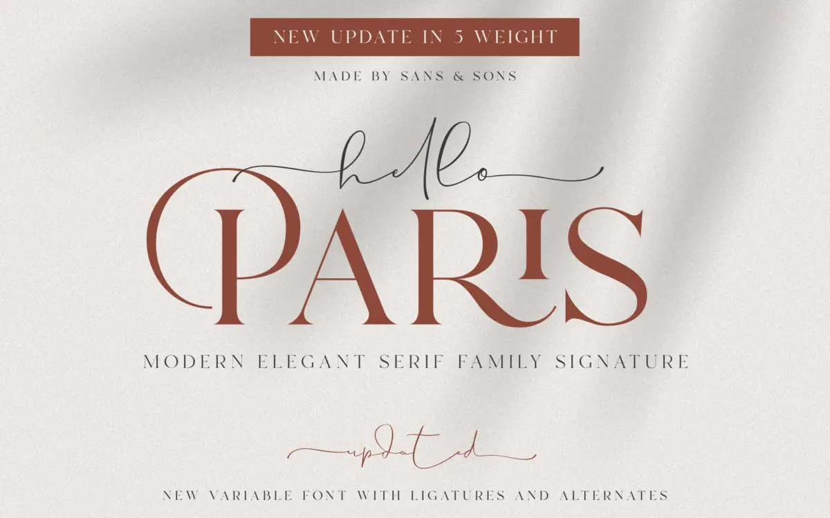Hello Paris: a variable-weight serif for soft, romantic branding