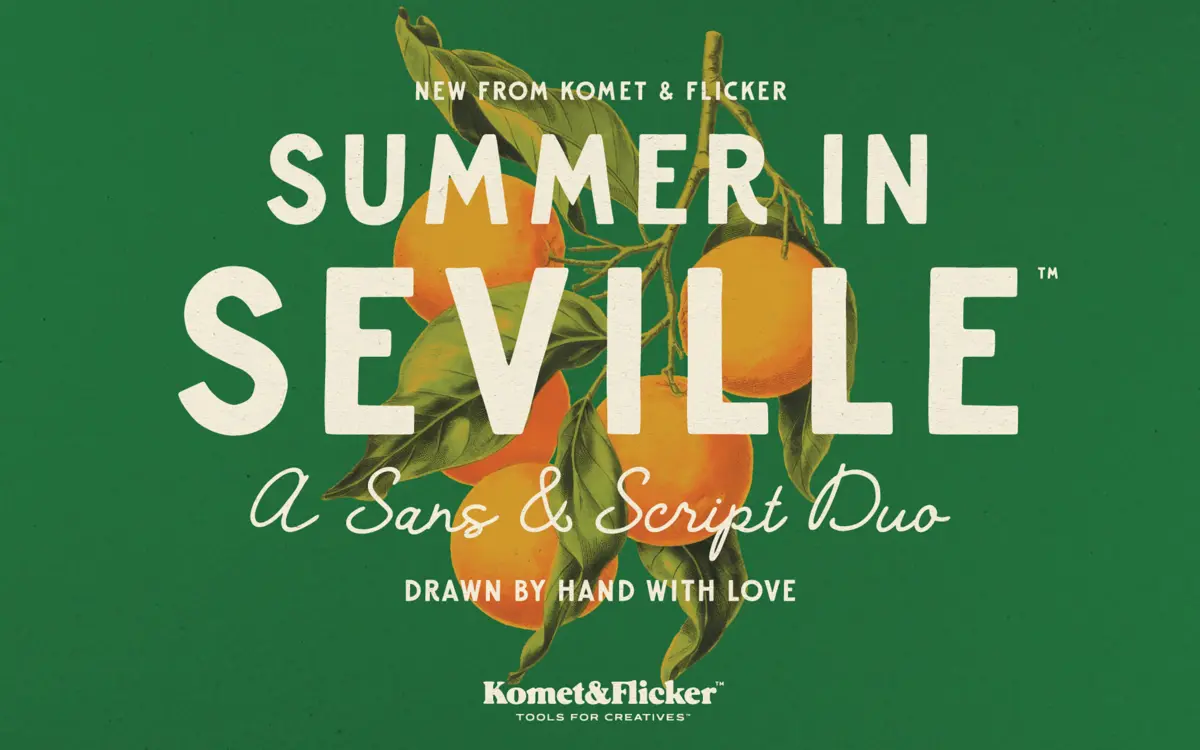 Summer in Seville: a hand-drawn sans and script duo for warm, retro branding