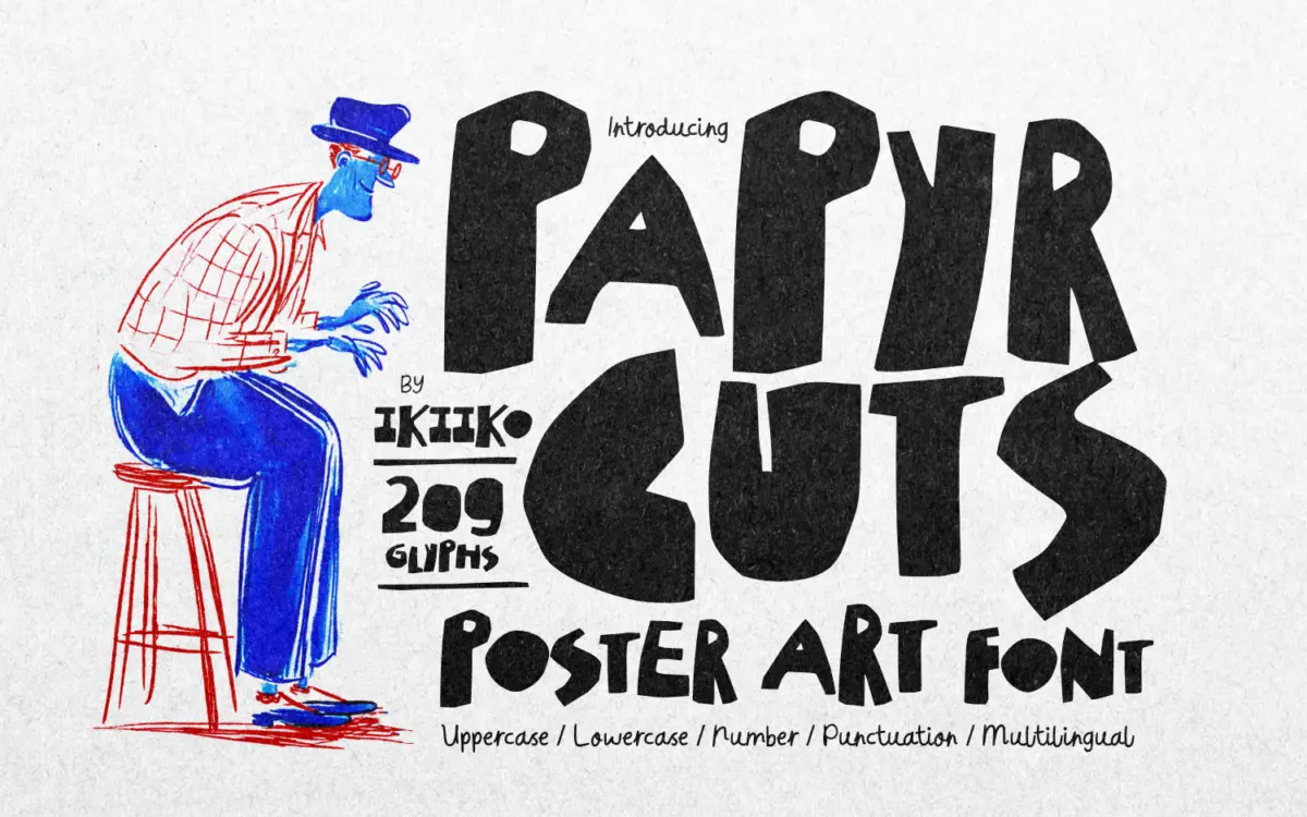 Papyrcuts: a torn-paper display face for posters and rough-edged branding