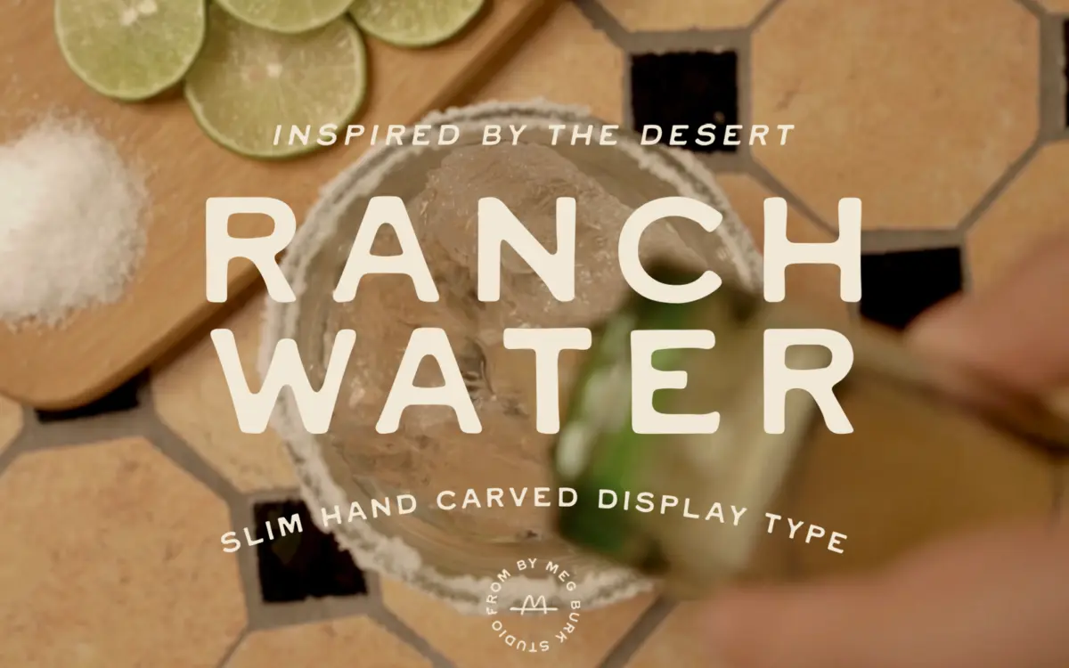 Ranch Water Display Type: a carved western sans for rustic branding