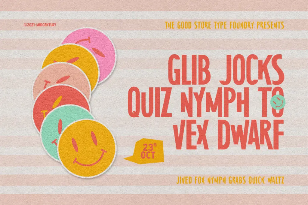 MidCentury Typeface specimen — Character set and features