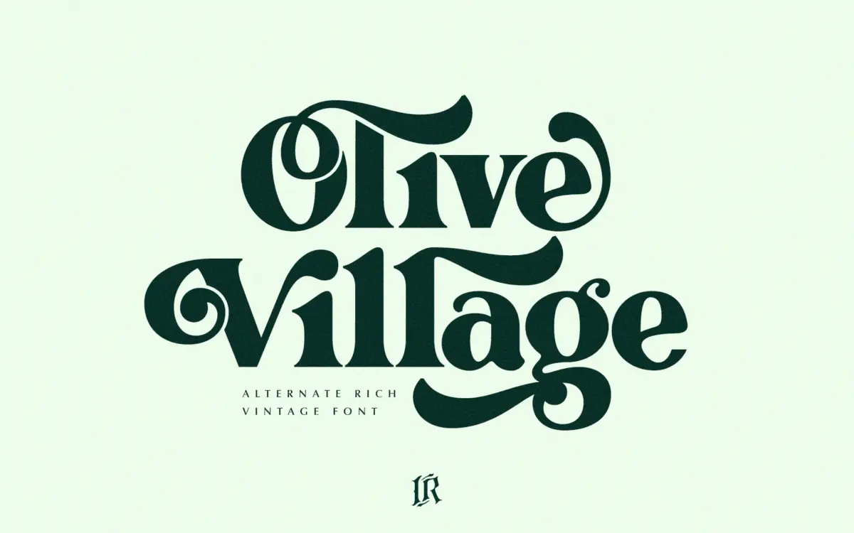 Olive Village: a 70s-groovy serif for headlines and logotypes