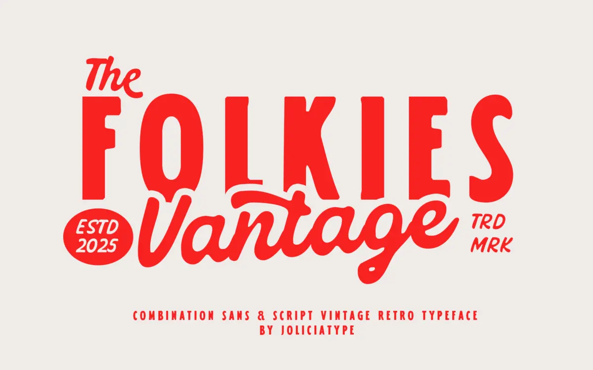 Folkies Vantage: a rough-edged sans and script duo for retro branding