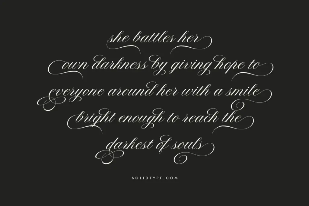 Antura Script specimen — Character set and features