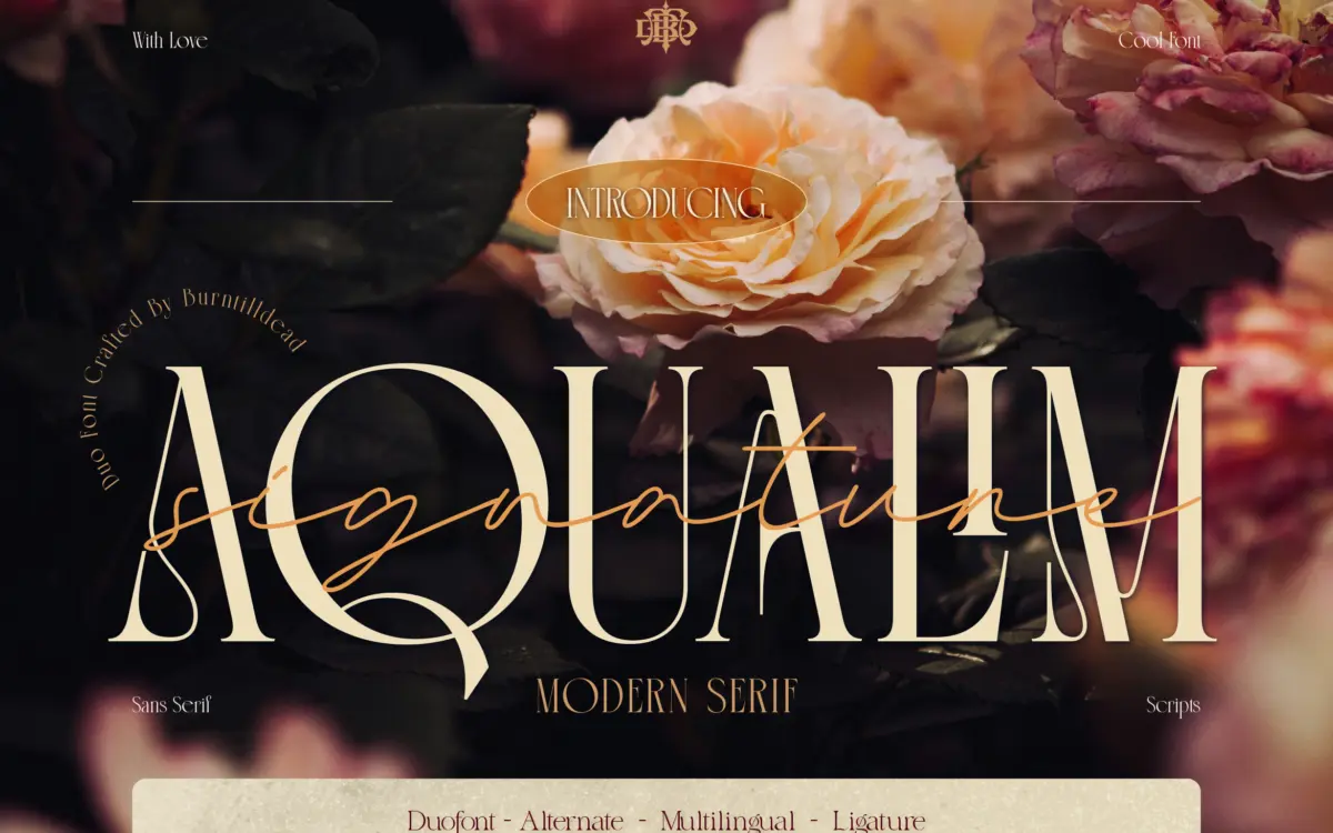 Aqualim Signature: a serif-script duo for wedding and boutique branding