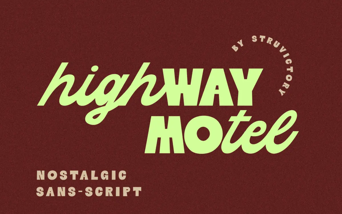 Highway Motel Retro Vibe Sans Script: a mismatched-case font for neon-lit branding