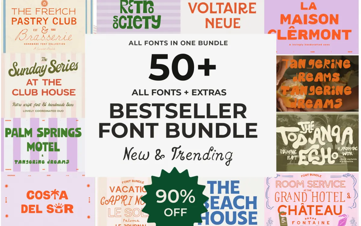 Modern Hand Lettered Font Library: a sprawling bundle of hand-drawn type for varied projects
