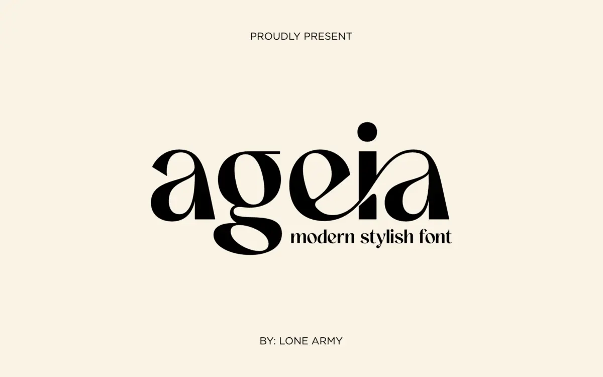 Ageia: a clean sans with ligature flourishes for headline branding work
