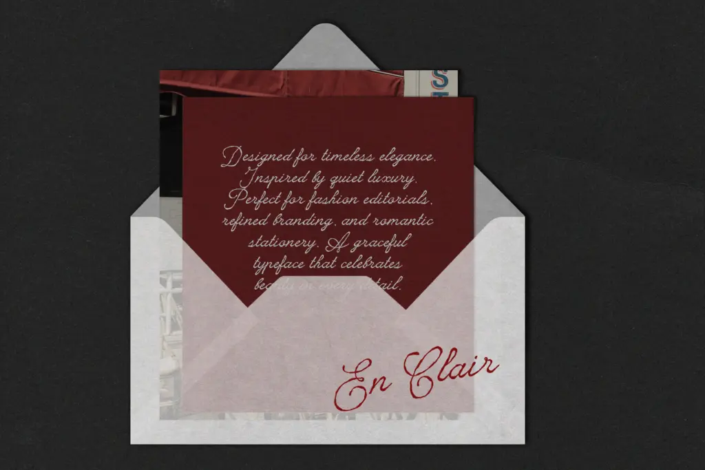 En Clair specimen — Character set and features