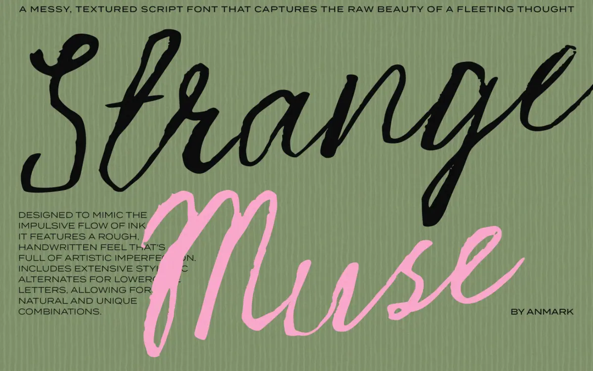 Strange Muse: a messy inked script for fashion and beauty branding