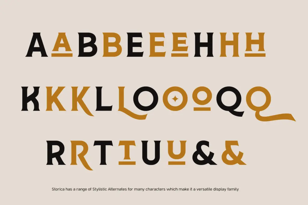 Storica specimen — Character set and features
