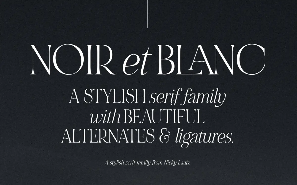 NOIR et BLANC: a bold-and-italic serif duo for branding with a decorative streak