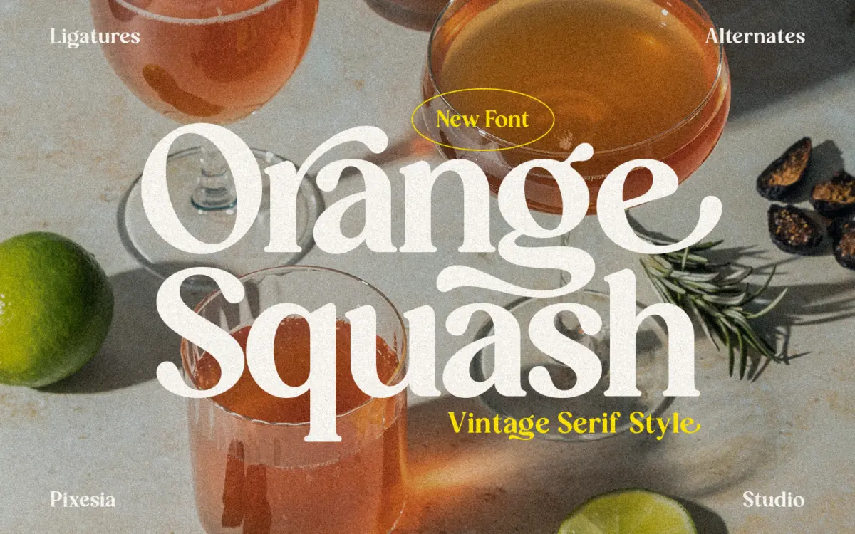 Orange Squash: a chunky vintage serif built for loud headlines