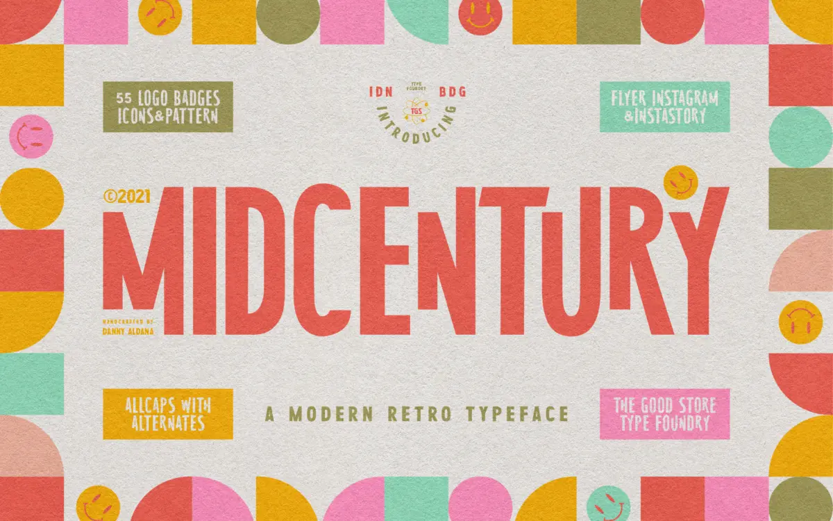 MidCentury Typeface: an all-caps display serif built for retro poster work