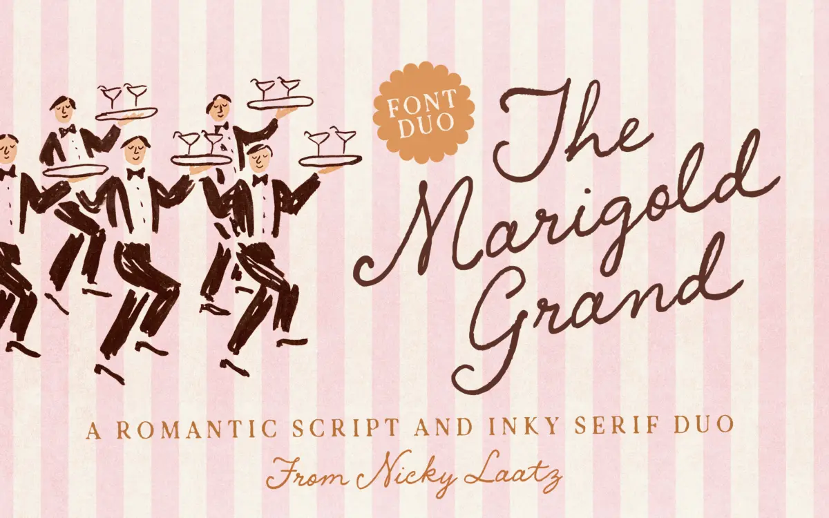Marigold Grand: a romantic script and inked serif duo for invitations