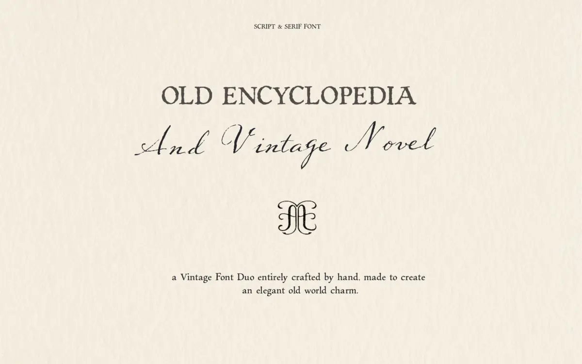 Vintage Serif & Antique Script Font: an ink-textured duo for heritage branding