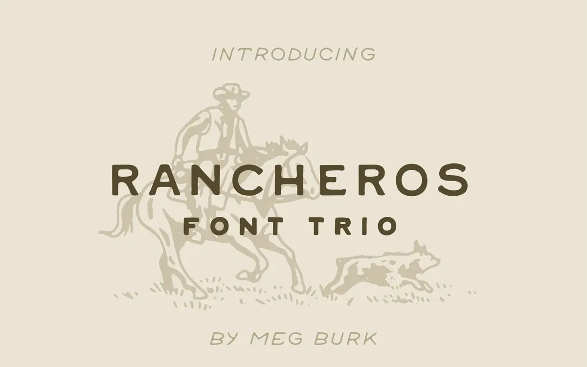 Rancheros: A Hand-Drawn Western Trio for Rustic Branding Work