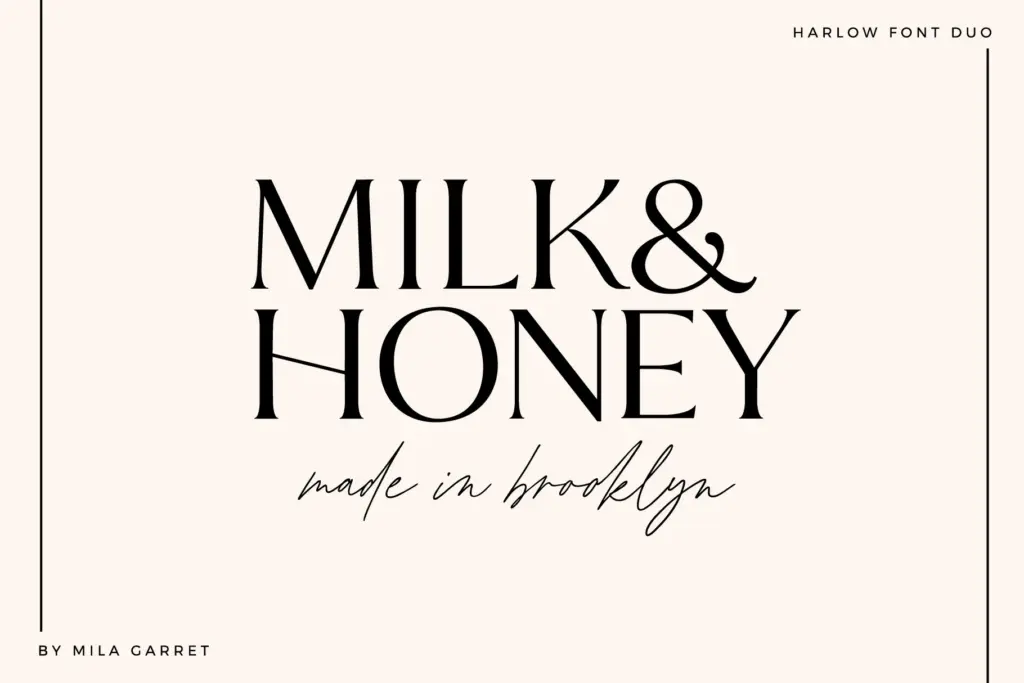 Harlow Serif Script Modern Font Duo specimen — Character set and features