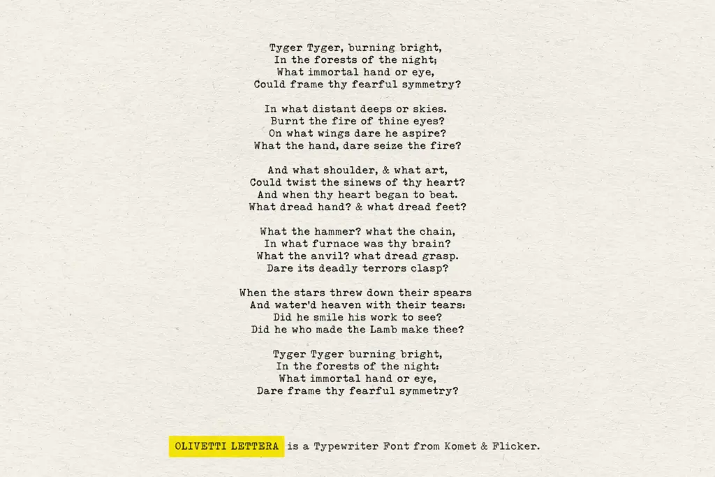 Olivetti Lettera specimen — Use cases