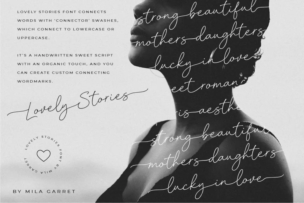 Lovely Stories Stylish Pretty Script specimen — Use cases