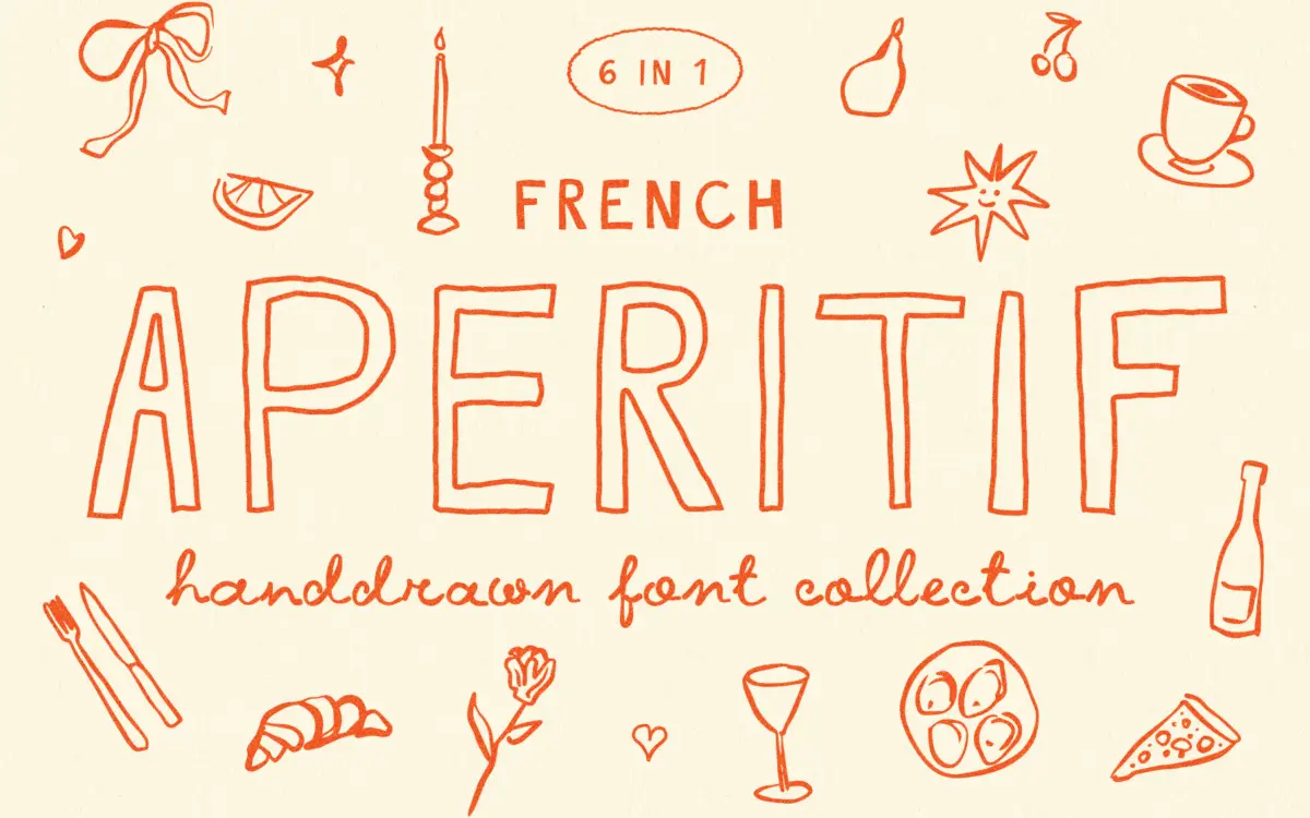 French Aperitif: a six-font hand-drawn family for menus and playful branding