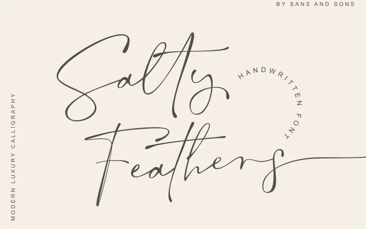 Salty Feathers: A Wet-Ink Modern Script for Branding and Invitations